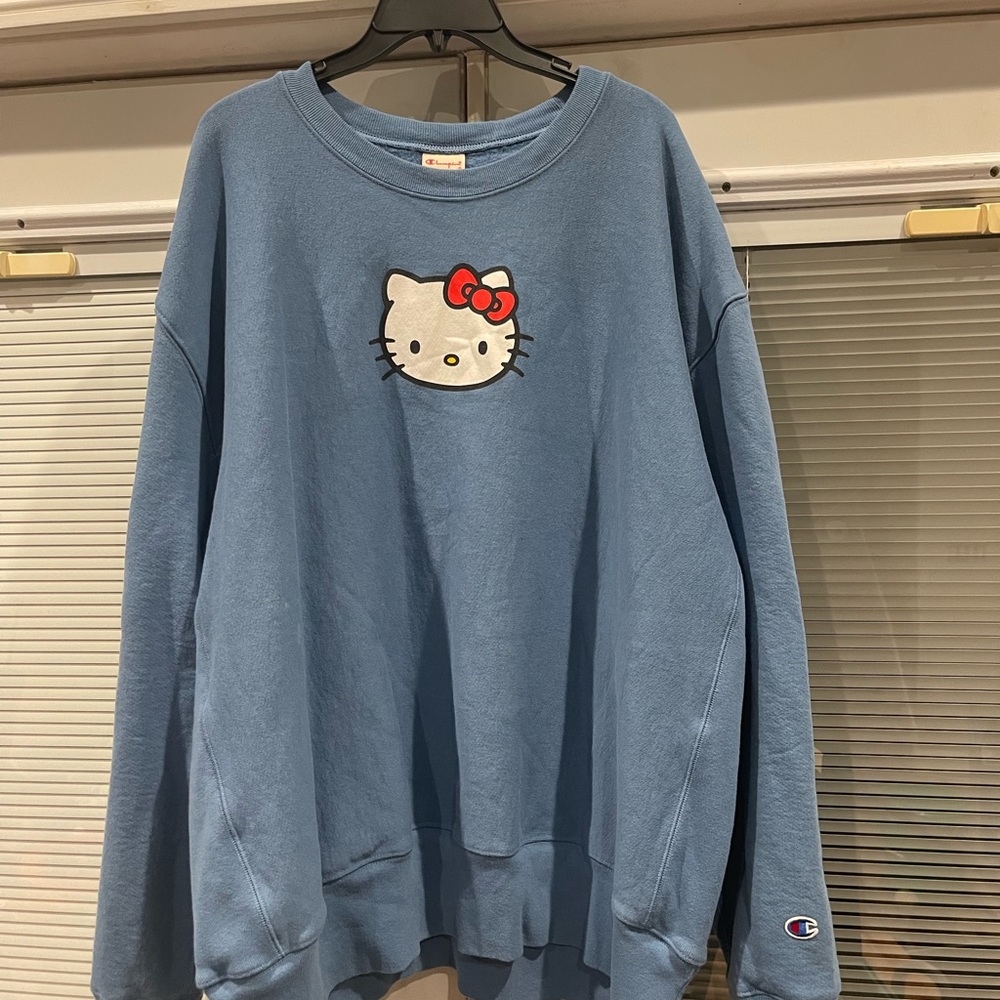 Champion Blue Crew Neck Sweater with Hello Kitty